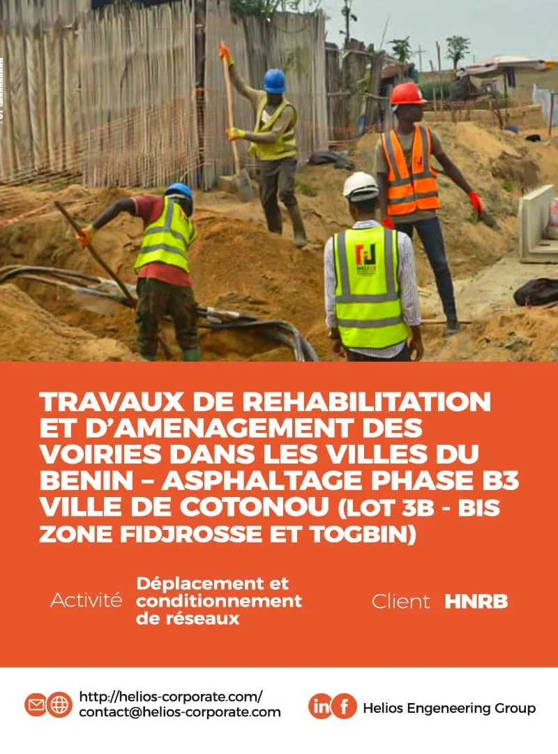 Déplacement des réseaux – Asphaltage Phase B3 de Cotonou (Fidjrossè et Togbin)