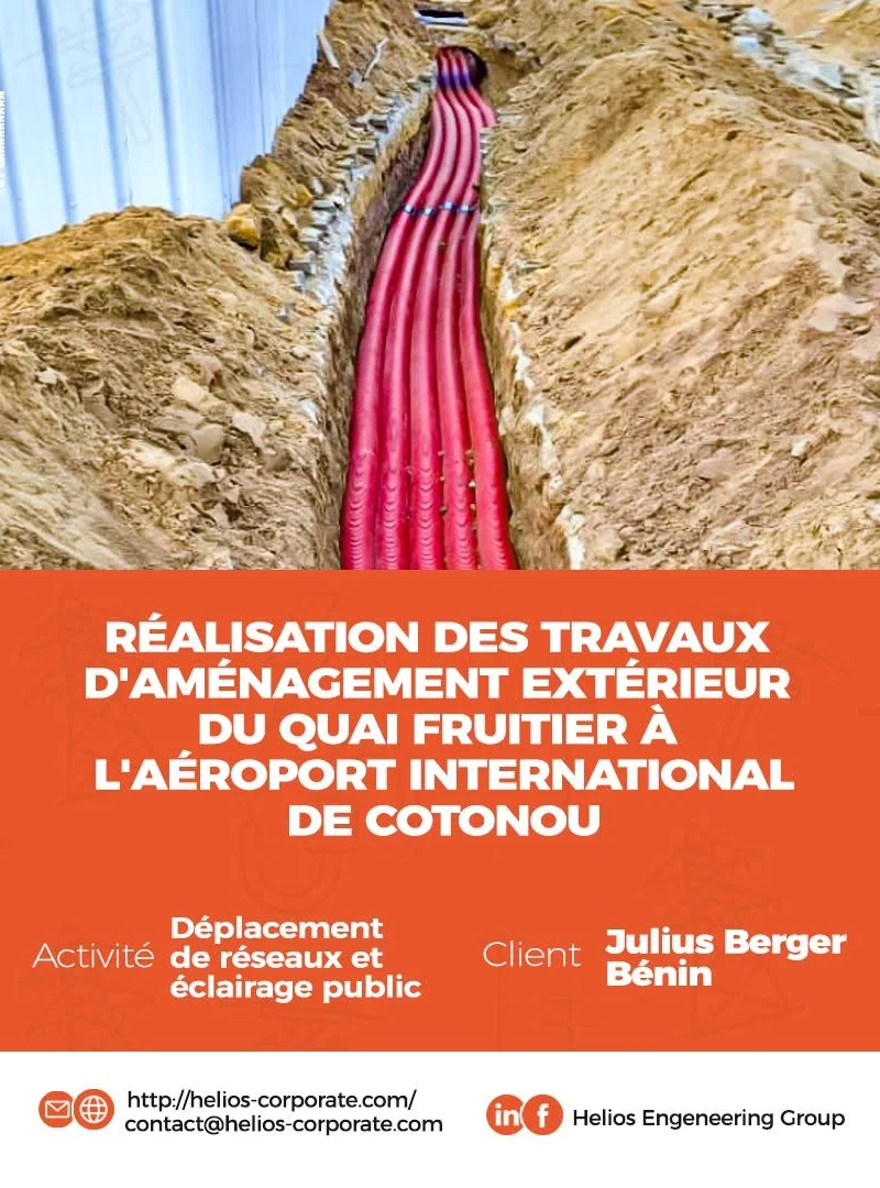 Déplacement de réseaux et éclairage public – Quai fruitier de l&rsquo;Aéroport International de Cotonou
