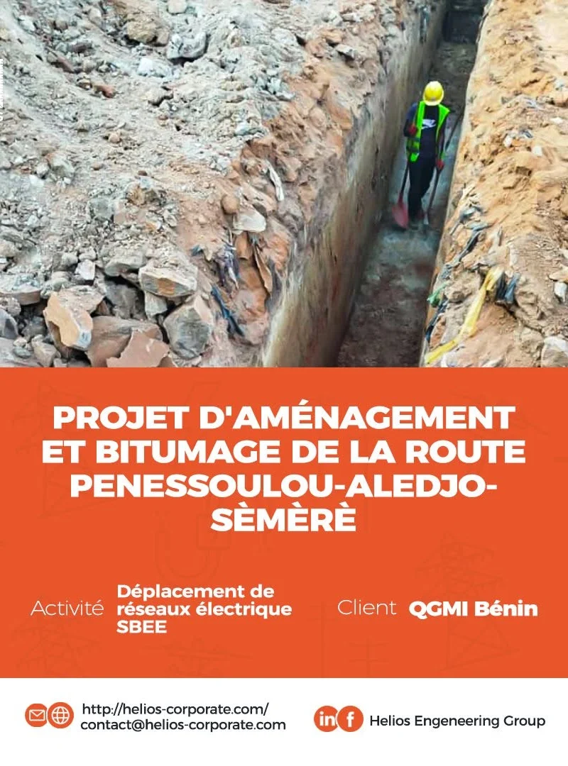 Déplacement du réseau électrique SBEE – Route Pénéssoulou–Alédjo–Sèmèrè