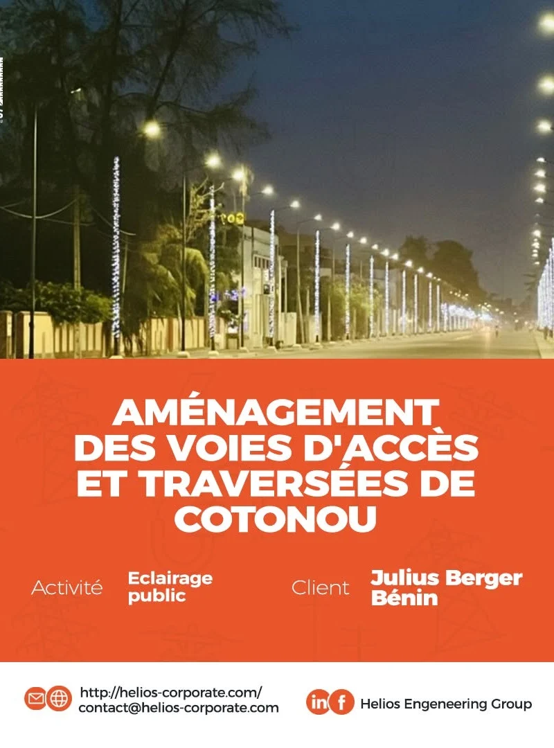 Éclairage public – Aménagement des voies d&rsquo;accès et traversées de Cotonou